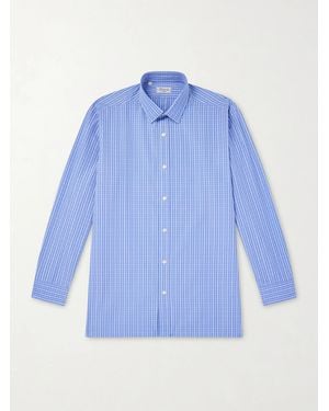Charvet Checked Cotton-Poplin Shirt - Blue