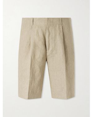 Slowear Straight-Leg Pleated Linen Shorts - Natural