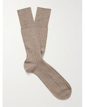 FALKE No 2 Ribbed Cashmere-Blend Socks - Natural