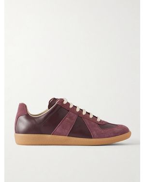 Maison Margiela Replica Suede-Trimmed Leather Sneakers - Brown