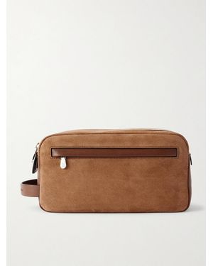 Brunello Cucinelli Leather-trimmed Suede Wash Bag - Brown