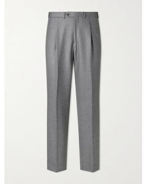 Saman Amel Wide-leg Pleated Wool-flannel Suit Trousers - Grey