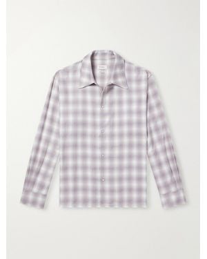 Second Layer Checked Cotton-Flannel Shirt - White