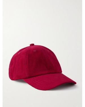 Folk Cotton-corduroy Baseball Cap - Red