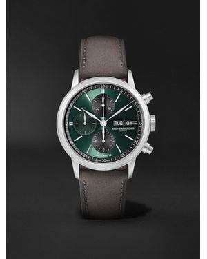 Baume & Mercier Classima Chronograph 42 mm Uhr aus Edelstahl mit automatischem Aufzug und Lederarmband - Schwarz