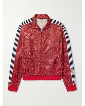 Kapital Cookie Bandana-Print Striped Shell Track Jacket - Red