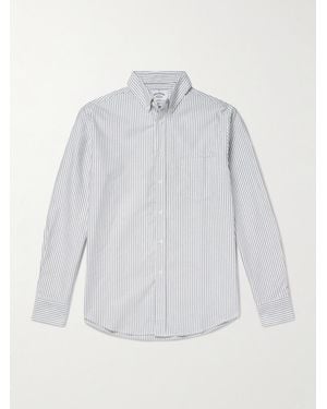 Portuguese Flannel Belavista Button-Down Collar Pinstriped Cotton Oxford Shirt - Grey