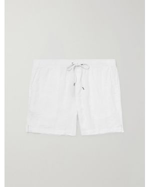 James Perse Straight-Leg Garment-Dyed Linen Drawstring Shorts - White