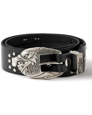 Enfants Riches Deprimes 4.5Cm Eagle Petit Iron Cross Studded Leather Belt - Black