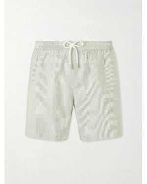 MR P. Oxford Striped Straight-Leg Mid-Length Swim Shorts - Natural