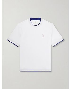 Brunello Cucinelli Logo-Appliquéd Tech-Jersey Tennis Shirt - White