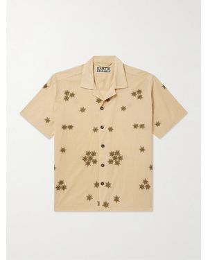 Kartik Research Camp-Collar Embroidered Cotton Shirt - Natural