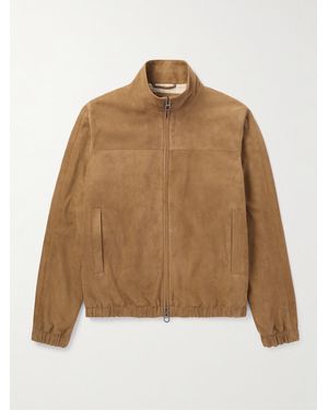 Loro Piana Suede Zip-Up Bomber Jacket - Natural
