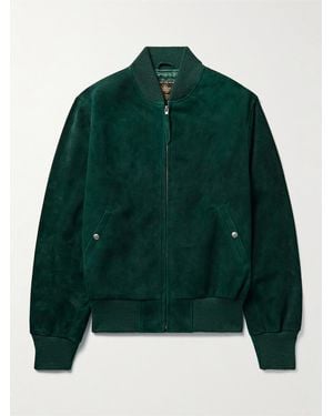 Golden Bear Suede Bomber Jacket - Green