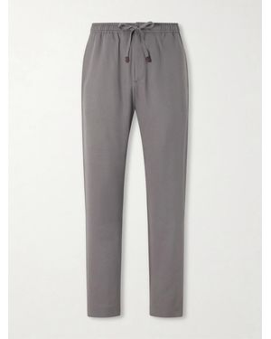Canali Straight-Leg Lyocell Drawstring Trousers - Grey