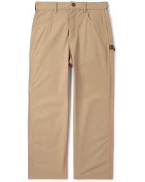 Loewe Carpenter Straight-leg Leather-trimmed Cotton-twill Pants - Natural