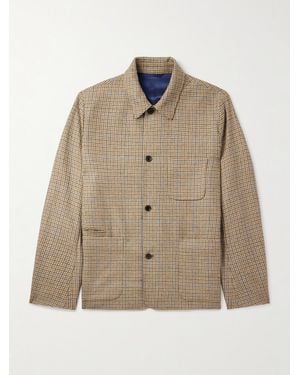 Paul Smith Prince Of Wales Checked Wool Overshirt - Natural