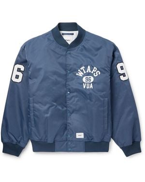 WTAPS Team Logo-appliquéd Padded Nylon-twill Bomber Jacket - Blue