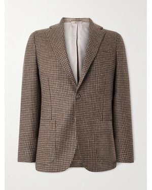 De Petrillo Posillipo Houndstooth Wool-Tweed Blazer - Brown