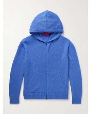 The Elder Statesman Nimbus Cashmere And Cotton-Blend Zip-Up Hoodie - Blue