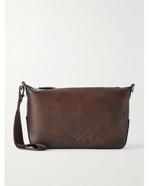 Berluti Toujours Soft Scritto Venezia Leather Pouch - Brown