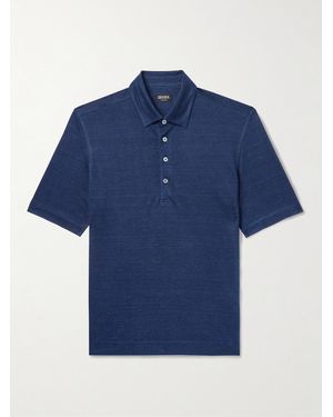 ZEGNA Oasi Linen Polo Shirt - Blue