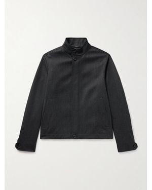 ZEGNA Nubuck-Trimmed Virgin Wool-Twill Jacket - Black