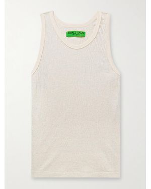 Small Talk Crinkled Slim-Fit Cotton-Jersey Tank Top - White