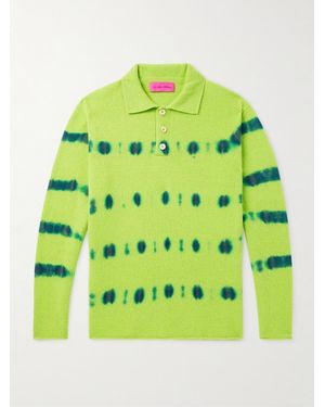 The Elder Statesman Rave Rugby Spray-dyed Cashmere Polo Shirt - Green