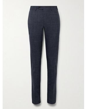 Canali Slim-Fit Wool, Silk And Linen-Blend Suit Trousers - Blue