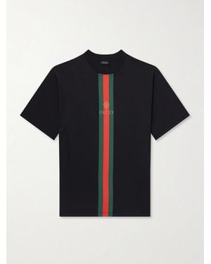 Gucci Web-printed Cotton-jersey T-shirt - Blue