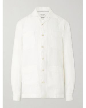 Brunello Cucinelli Guayabera Linen Overshirt - White