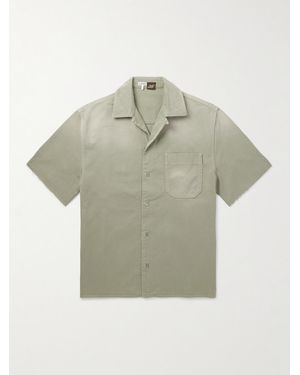 Loewe Paula's Ibiza Convertible-Collar Logo-Appliquéd Frayed Cotton-Twill Shirt - Grey