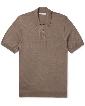 Saman Amel Slim-fit Wool Polo Shirt - Brown