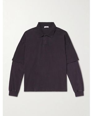 Agolde Curren Layered Cotton-Piqué Polo Shirt - Blu