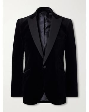 Favourbrook Grosgrain-Trimmed Cotton-Velvet Tuxedo Jacket - Blue