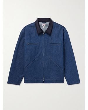 Randy's Garments Corduroy-Trimmed Denim Jacket - Blue