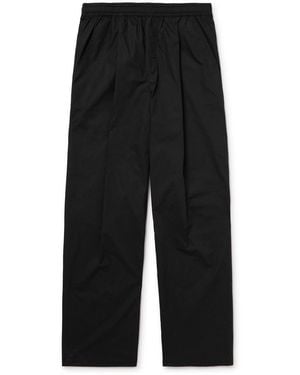 Folk Straight-Leg Pleated Stretch Cotton-Ripstop Pants - Black