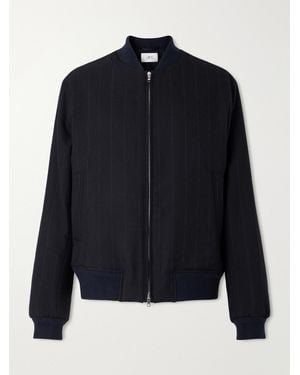 MR P. Striped Wool-Twill Bomber Jacket - Blue