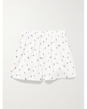 Sunspel Printed Cotton Boxer Shorts - Natural