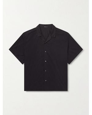 James Perse Convertible-Collar Cotton-Blend Poplin Shirt - Blue