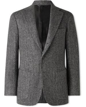 J. Mueser Waverly Herringbone Wool Blazer - Black