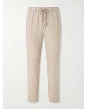 James Perse Straight-Leg Garment-Dyed Linen Drawstring Trousers - Natural