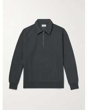Hartford Cotton-Blend Jersey Half-Zip Sweatshirt - Grey
