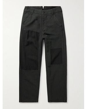 Visvim Pastoral Straight-Leg Wool, Linen And Cotton-Blend Moleskin Trousers - Black