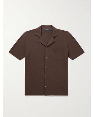 Slowear Zanone Camp-Collar Cotton-Jersey Shirt - Brown