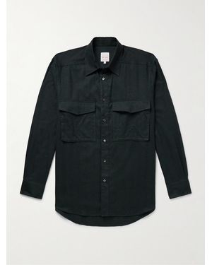 Paul Smith Herringbone Brushed Cotton And Lyocell-Blend Shirt - Blue