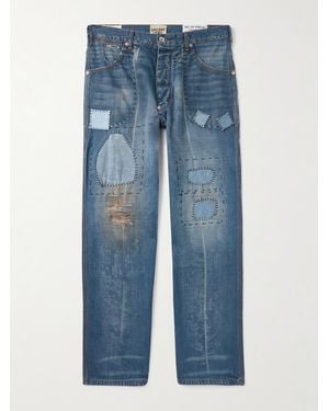 GALLERY DEPT. Bare Knuckle Straight-Leg Distressed Patchwork Jeans - Blue