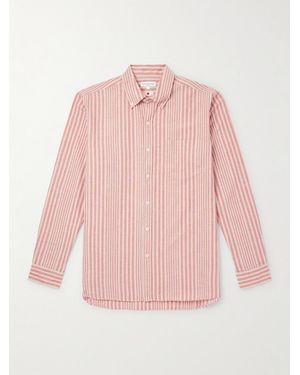 Richard James Button-down Collar Striped Linen And Cotton-blend Shirt - Pink