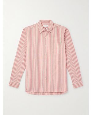 Richard James Button-down Collar Striped Linen And Cotton-blend Shirt - Pink